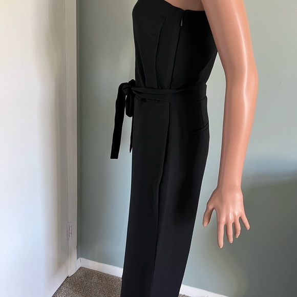 Banana Republic Black One Shoulder Wide Legs Cropped Jumper Romper Size 2 - Picture 9 of 14